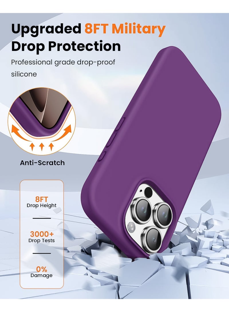 Compatible with iPhone 16 Pro Max Case 6.9 Inch Slim Liquid Silicone 4 Layers Soft Gel Rubber Shockproof Protective Phone Case with Anti Scratch Microfiber Lining (Purple) - Image 5