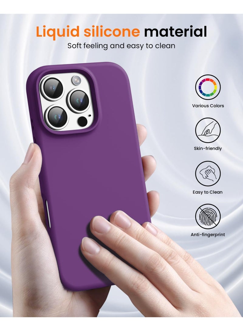 Compatible with iPhone 16 Pro Max Case 6.9 Inch Slim Liquid Silicone 4 Layers Soft Gel Rubber Shockproof Protective Phone Case with Anti Scratch Microfiber Lining (Purple) - Image 2