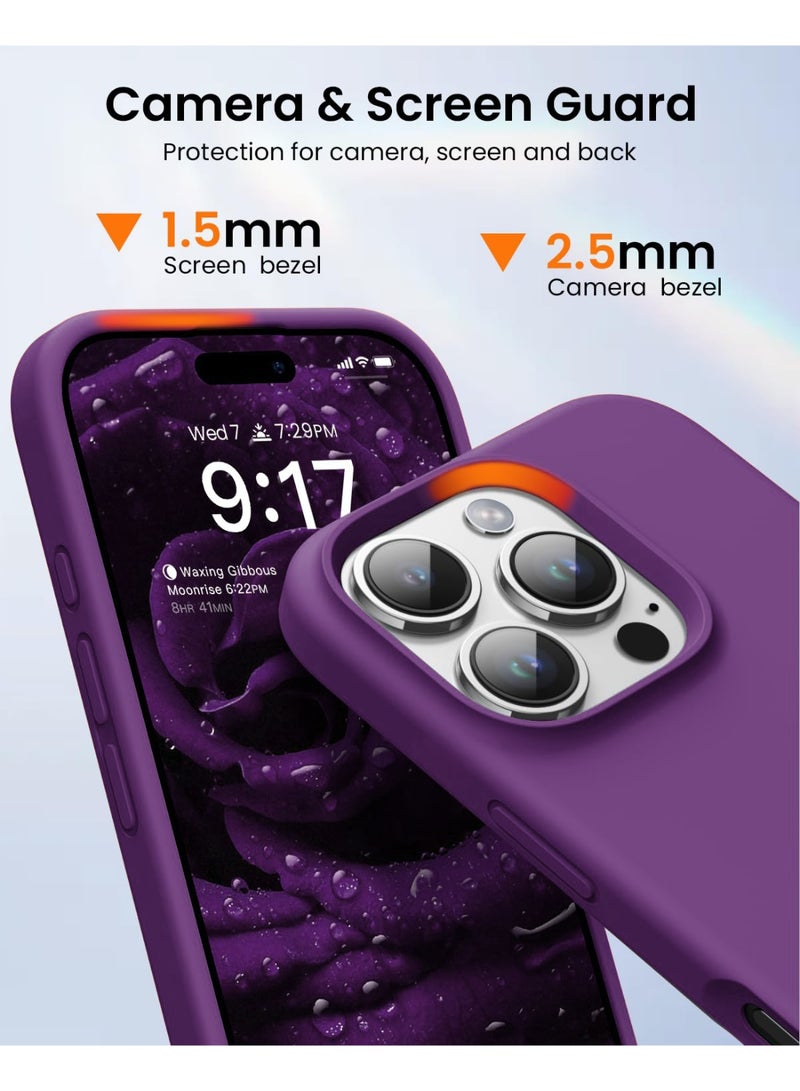 Compatible with iPhone 16 Pro Max Case 6.9 Inch Slim Liquid Silicone 4 Layers Soft Gel Rubber Shockproof Protective Phone Case with Anti Scratch Microfiber Lining (Purple) - Image 3