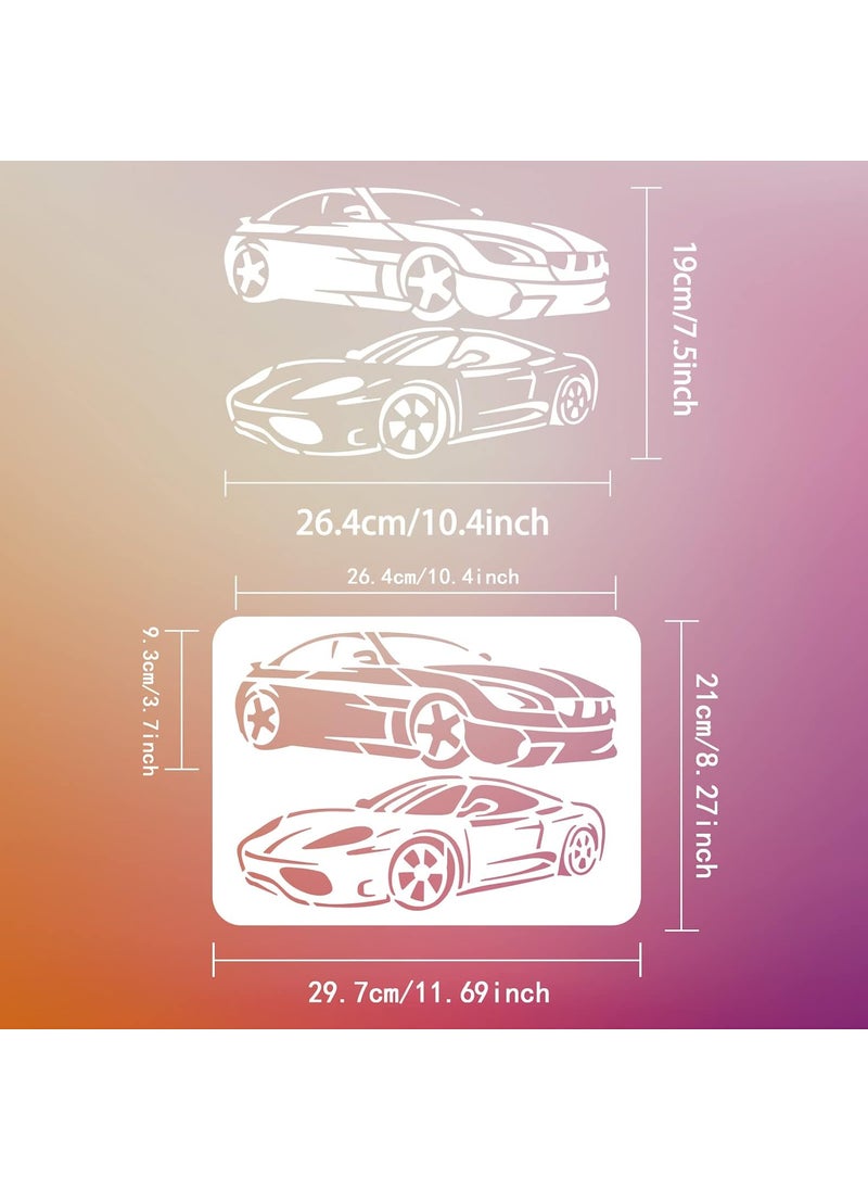FINGERINSPIRE FINGERINSPIRE Sport Car Stencil 8.3x11.7inch Reusable Classic Car Pattern Decoration Template for Painting on Wood, Wall and Furniture  - Image 2