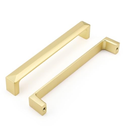 Haidms 10 Pack Gold Cabinet Handles 6516 Inch160mm Hole Center Soild Zinc Alloy Brushed Gold Cabinet Pulls Kitchen Drawer Pulls Cupboard Hardware for Kitchen - Image 1