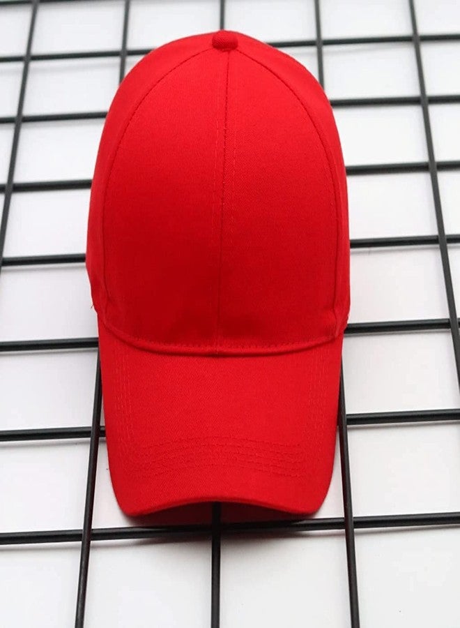 Missby® Unisex Free Size Cotton Baseball Cap (Red) - Image 3