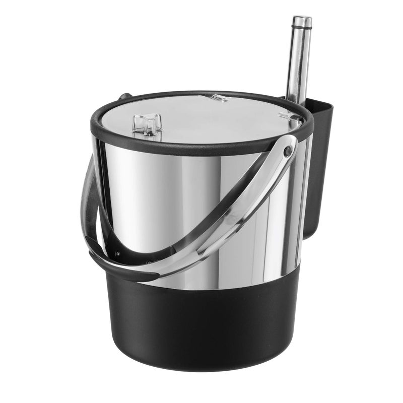 Oggi Insulated Ice Bucket, 4 Quart / 3.8 L, Stainless Steel, Black. - Image 1