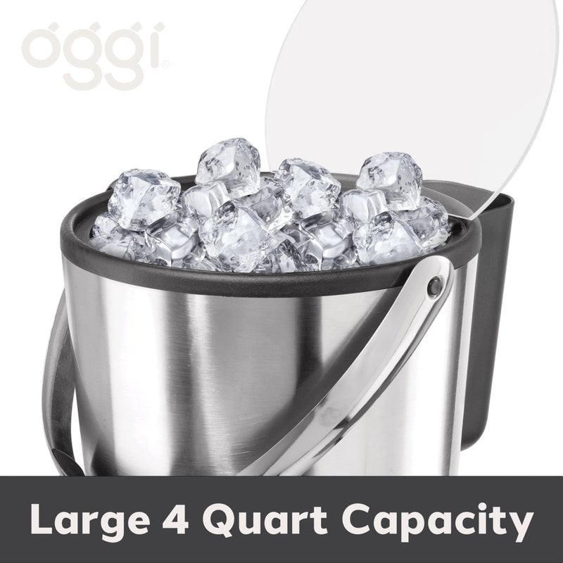Oggi Insulated Ice Bucket, 4 Quart / 3.8 L, Stainless Steel, Black. - Image 5