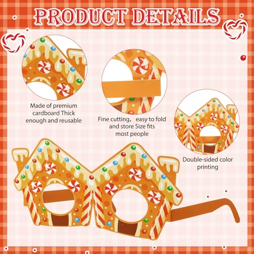 Pajean 36 Pcs Candy Party Decorations Candy Photo Booth Prop Christmas Eyeglasses Paper Glasses Frame Lollipop Themed Favor for Christmas Birthday Baby Shower Party Supplies - Image 5