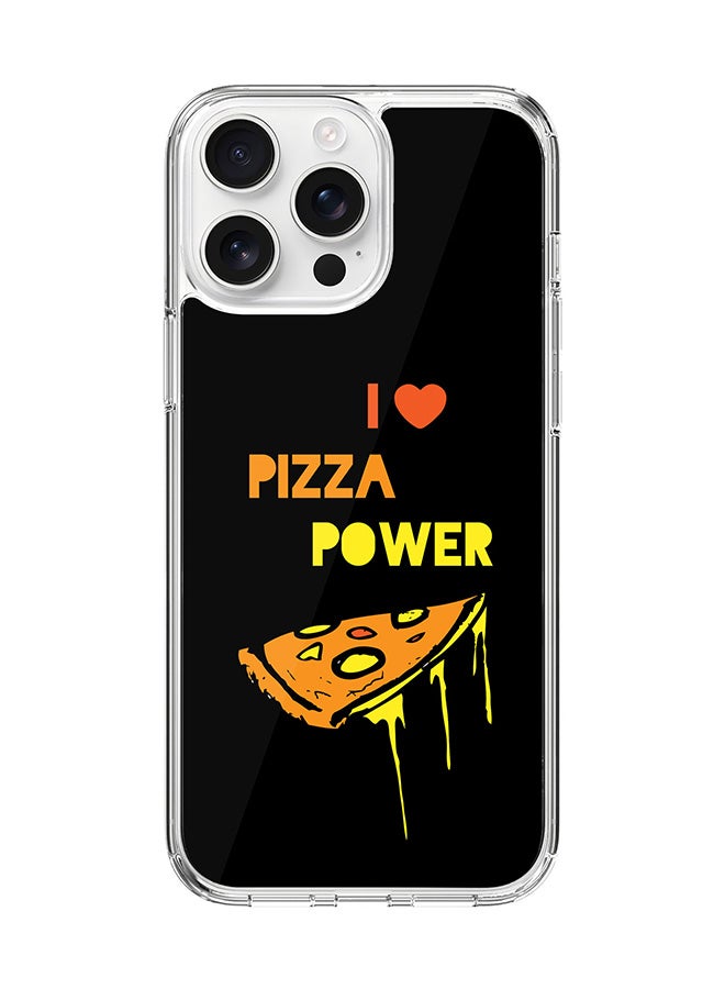 Stylizedd For iPhone 16 Pro Max Case [Compatible with MagSafe] Slim Magnetic cover Clear Phone Case - I Love Pizza (Black) - Image 1