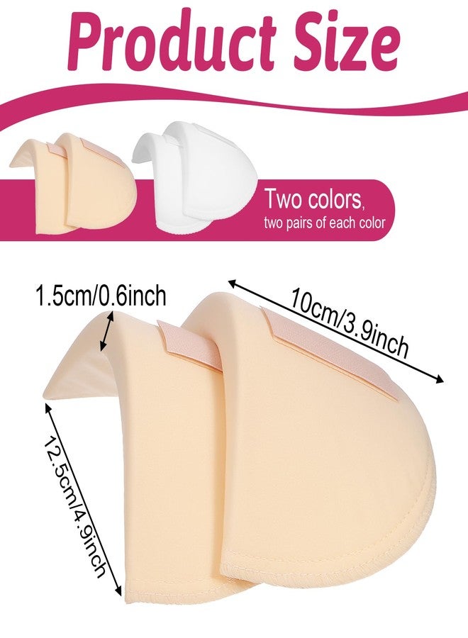 Zelphvt 4 Pairs Shoulder Pads for Womens Clothing 15mm Thick Foam Shoulder Pad Breathable Sponge Pads for Sloping High Low Shoulders Suit, White & Skin Color - Image 2