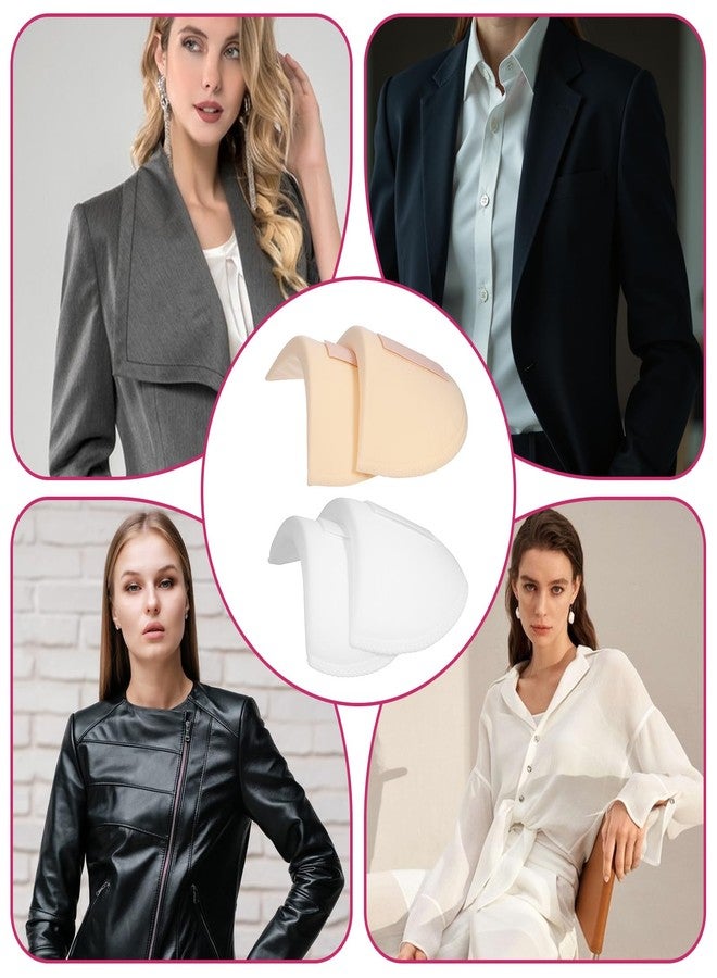Zelphvt 4 Pairs Shoulder Pads for Womens Clothing 15mm Thick Foam Shoulder Pad Breathable Sponge Pads for Sloping High Low Shoulders Suit, White & Skin Color - Image 5