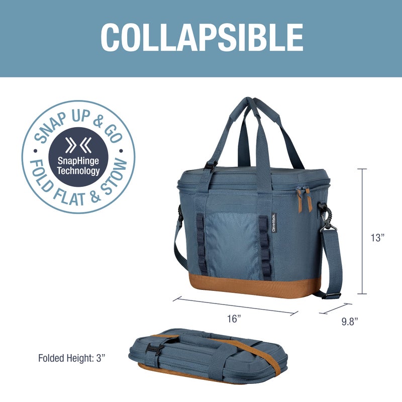 CleverMade Pacifica Collapsible Insulated Cooler â€“ 30 Can / 21 Qt Leakproof Soft Cooler for Beach, Travel, Car â€“ Shoulder Strap, Bottle Opener â€“ Ocean - Image 2