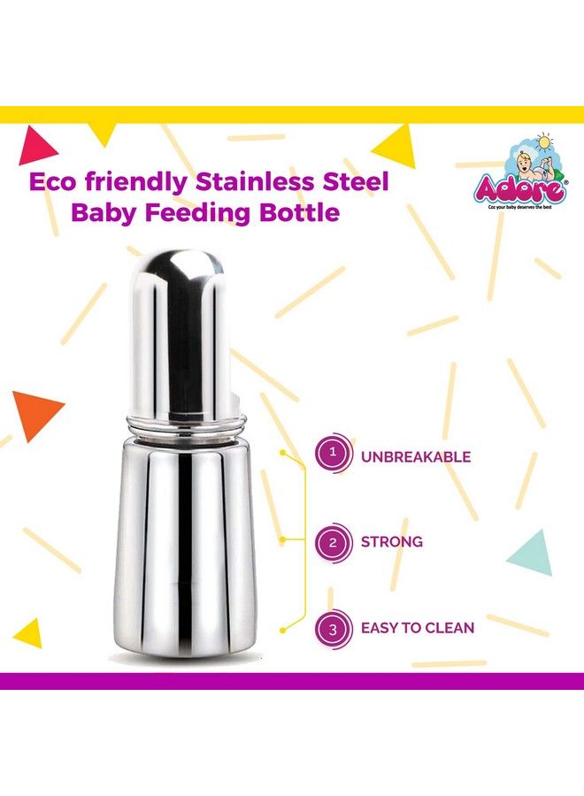 Adore زجاجة رضاعة للأطفال من الفولاذ المقاوم للصدأ 304، 300 مل مع حلمة - Image 5