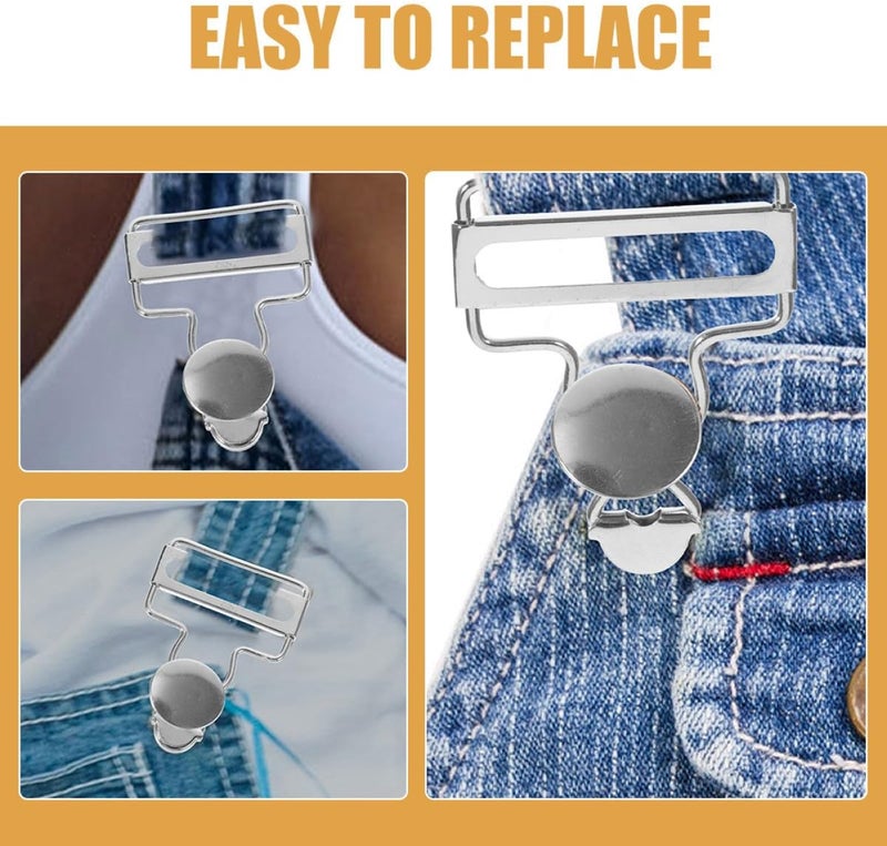 Operitacx 12 Sets Metal Gourd Buckle Overall Clips 3.8cm Silver White DIY Clothing Fasteners Suspender Trousers Buckles for Jeans and Craft Accessories - Image 3