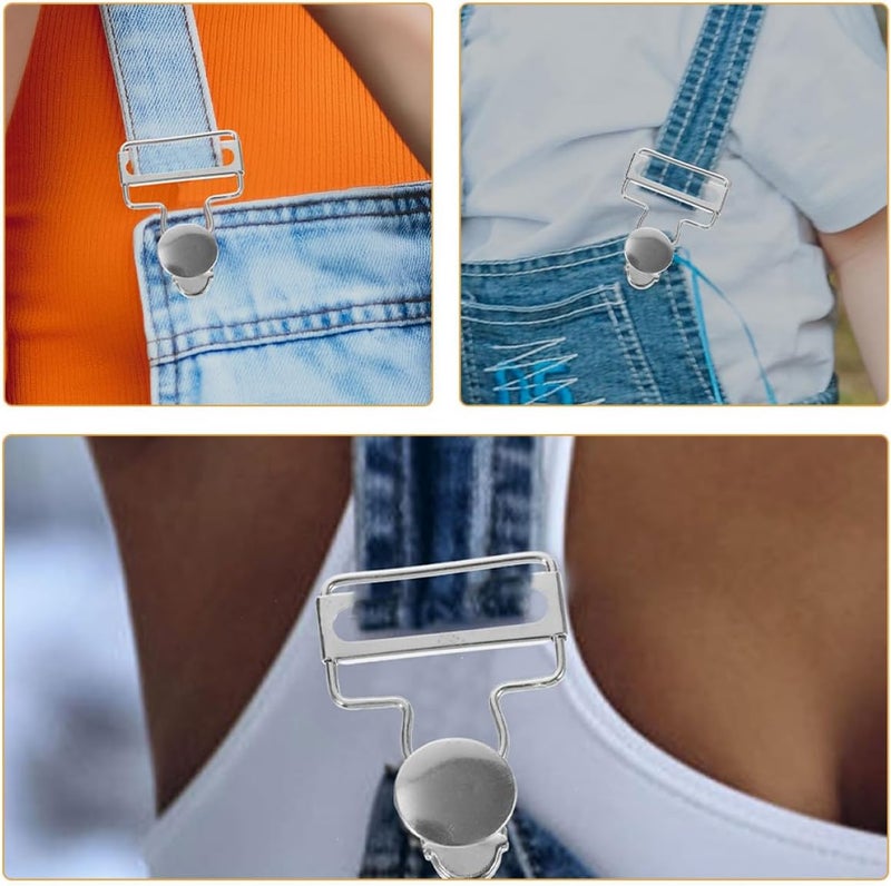 Operitacx 12 Sets Metal Gourd Buckle Overall Clips 3.8cm Silver White DIY Clothing Fasteners Suspender Trousers Buckles for Jeans and Craft Accessories - Image 4