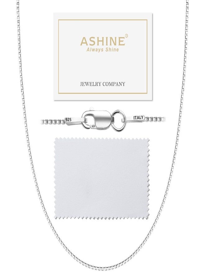 ASHINE 925 Sterling Silver 1mm & 0.8 Italian Box Chain Necklace 16" - 30" with Silver Polishing Cloth/Dainty & Sturdy Necklace for Women Available in 15 Lengths, Metal, No Gemstone - Image 1