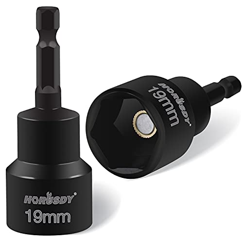 HORUSDY 2-Pieces RV Leveling Scissor Jack Socket Drill Adapter, 1/4 Inch Hex Shank, Fits 3/4 Inch or 19mm Hex Drive Jacks - Image 1