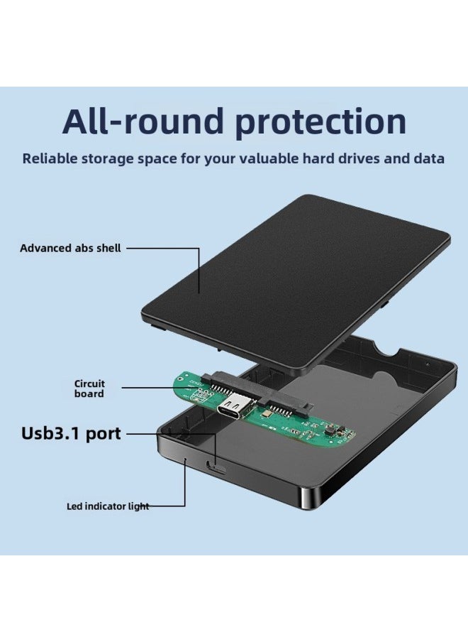 Generic USB3.1 SATA Mechanical Solid State Hard Disk Box Notebook External 2.5 Inch SSD Mobile Hard Disk Box TypeC-Color:Usb 2.0-black-delivery Data Cable  - Image 5