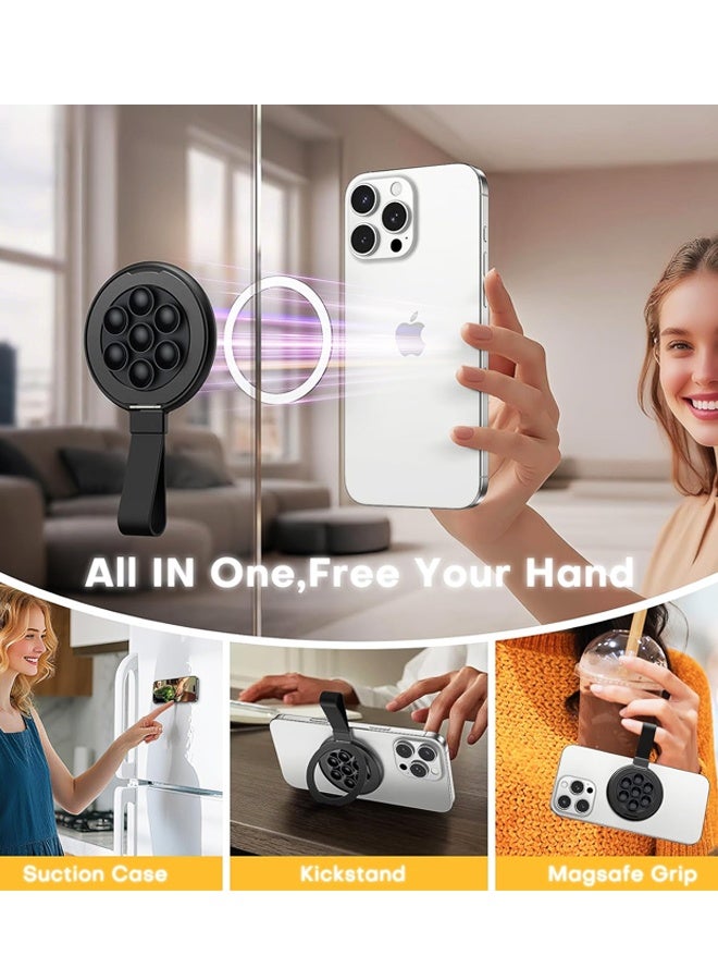 Magsafe Suction Phone Grip - Universal Magnetic Suction Grip, 360° Rotating Hands-Free Holder, Silicone Suction Grip for iPhone 16 Pro Max/15/Android/S25 - Image 3