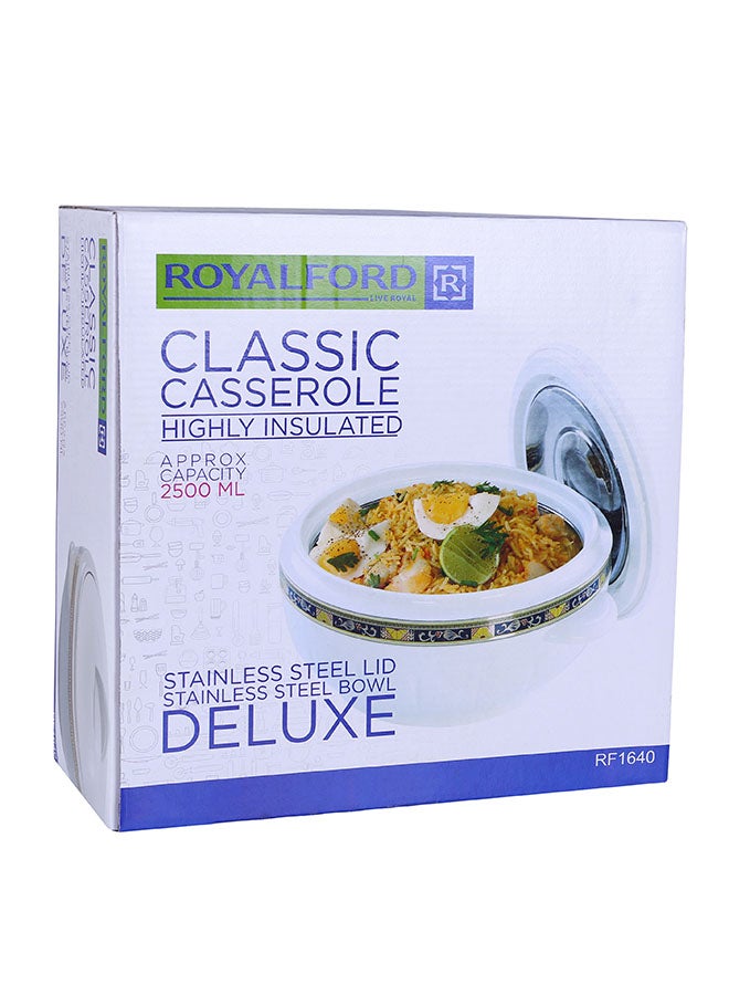 Royalford Classic Casserole With Lid White 2.5Liters - Image 5