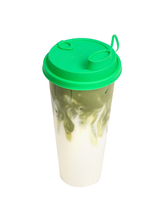 Restaurantware LIDS ONLY: Bev Tek Lids For 12-, 16-, 24-OZ Coffee Cups, 500 Leakproof Beverage Lids - 2-In-1 Design, Attached Stoppers, Green Plastic Disposable Lids, Cups Sold Separately - Image 2