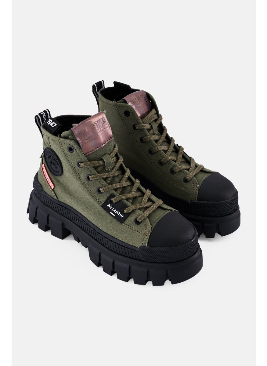 PALLADIUM Women Revolt Hi Tx Lace Up Ankle Boots, Olive  - Image 1