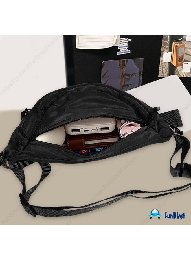 FunBlast Waist Bag for Men Women, Stylish Chest Bag for Men Fanny Pack for Men Waist Pouch with Adjustable Strap for Travel, Running, Outdoor, Sports, Cycling (Black) - Image 4