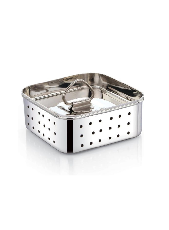 Ayda Stainless Steel Square Shape Indian Paneer/Tofu Press Mould Maker (450 Ml), Size-12.5X12.5X4.5 cm, Silver  - Image 1