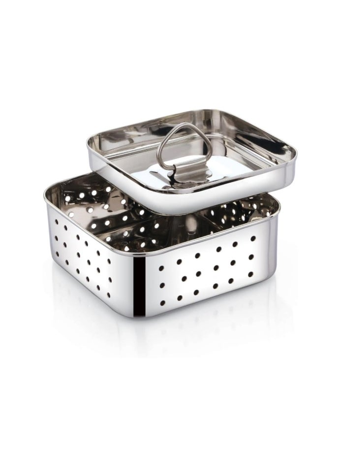 Ayda Stainless Steel Square Shape Indian Paneer/Tofu Press Mould Maker (450 Ml), Size-12.5X12.5X4.5 cm, Silver  - Image 2