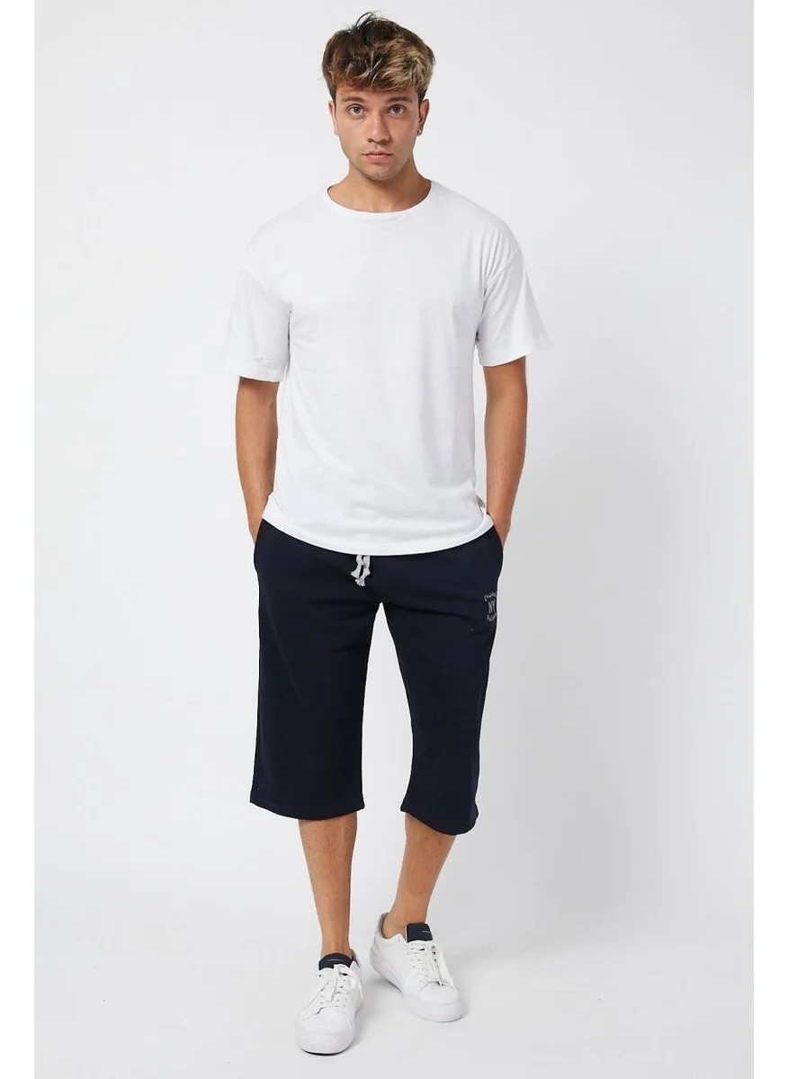 توينتي3 Men's Long Solid Color Knitted ShortsCapri