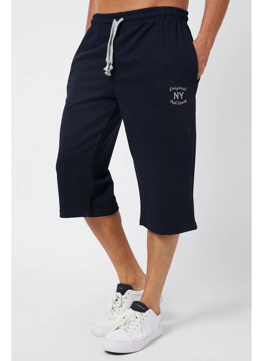 توينتي3 Men's Long Solid Color Knitted ShortsCapri