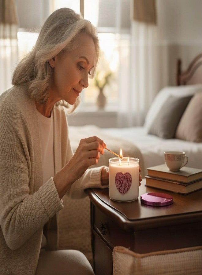 S&M Candle Factory شمعة عيد الأم السعيد | هدايا للأم | شمعة كبيرة بثلاث فتائل مصنوعة من شمع الصويا وجوز الهند | رائحة خشب البتولا الأبيض المخملي مع الورد ورحيق الفراولة | أنتِ الأفضل - Image 2