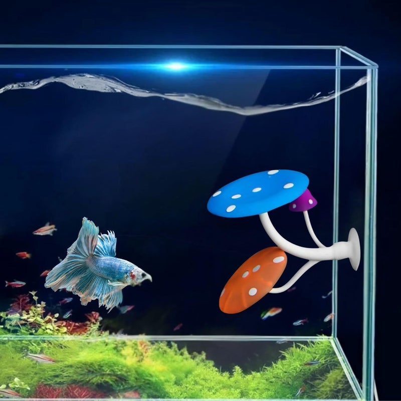 VAYINATO ® 1 قطعة تأثير متلألئ هيموك فطر بيتا سرير راحة ناعم حوض سمك وسادة تربية ولعب مع كوب شفط زينة سيليكون من بيتزلايف وورلد - Image 1