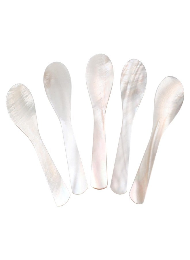 KIRIN Caviar Spoons 5 Pieces as A Set, Mother of Pearl Caviar Spoons with Hand Craft W Round Handle for Caviar, Egg, Ice Cream, Cake, Coffee and Restaurant Serving (3.5inch) - Image 1
