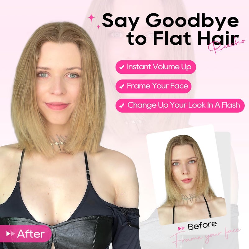 REECHO Clip in Hair Volumizer, 2PCS 12 inch Short Thick Clip in Hairpieces Adding Extra Volume Hair Extensions for Women - Chocolate Brown - Image 4