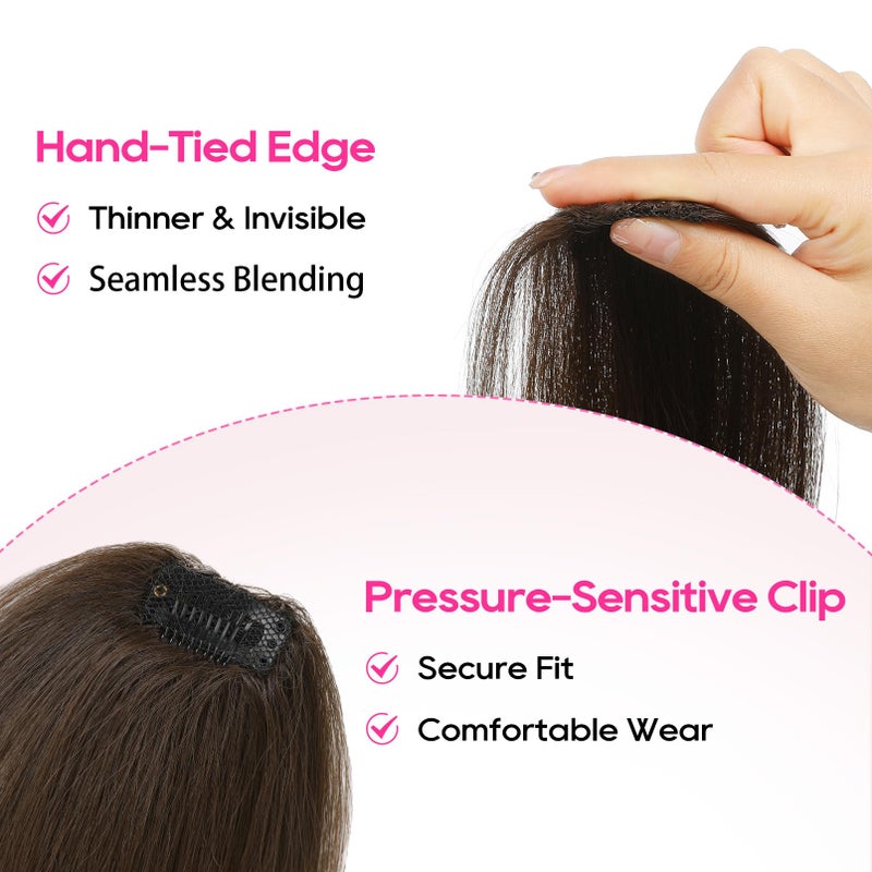 REECHO Clip in Hair Volumizer, 2PCS 12 inch Short Thick Clip in Hairpieces Adding Extra Volume Hair Extensions for Women - Chocolate Brown - Image 3