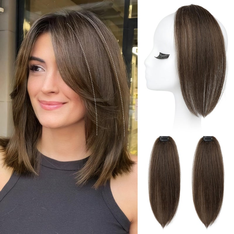 REECHO Clip in Hair Volumizer, 2PCS 12 inch Short Thick Clip in Hairpieces Adding Extra Volume Hair Extensions for Women - Chocolate Brown - Image 1