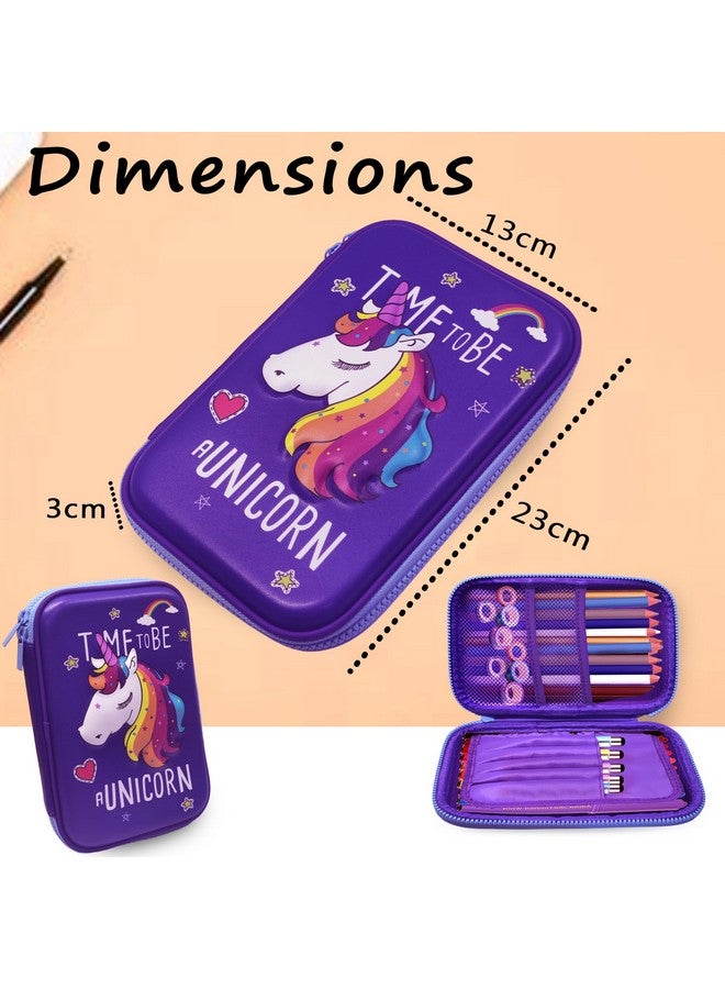 فنبلاست حقائب أقلام فن بلاست، أنيقة للبنات، حقيبة يونيكورن، للبنات، حافظة أقلام، حقائب أقلام، أطفال، صندوق أقلام، حقيبة أقلام يونيكورن، للبنات - قماش، متعدد الألوان - Image 2