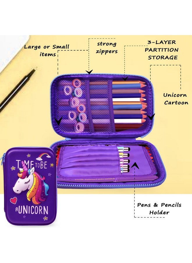 فنبلاست حقائب أقلام فن بلاست، أنيقة للبنات، حقيبة يونيكورن، للبنات، حافظة أقلام، حقائب أقلام، أطفال، صندوق أقلام، حقيبة أقلام يونيكورن، للبنات - قماش، متعدد الألوان - Image 3