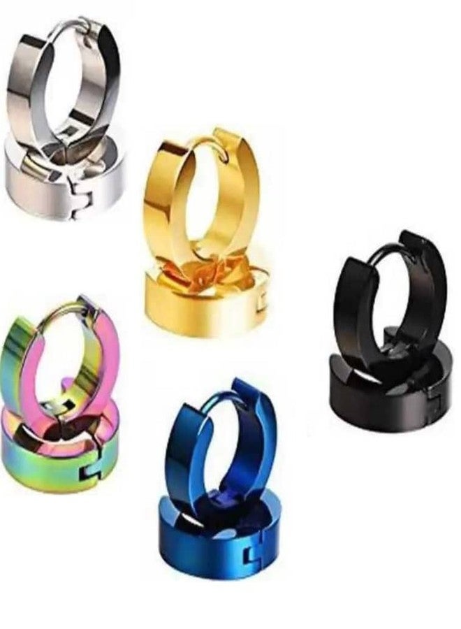 BEAUTIVIA Mens Jewellery Valentine Multi Stud Bali Hoop earrings for men/Ear rings Combo For Men/Gents/Boys/Ear mens jewellery, Stainless Steel Clip-on Earring, Earring Set, Hoop Earring, Stud Earring - Image 1