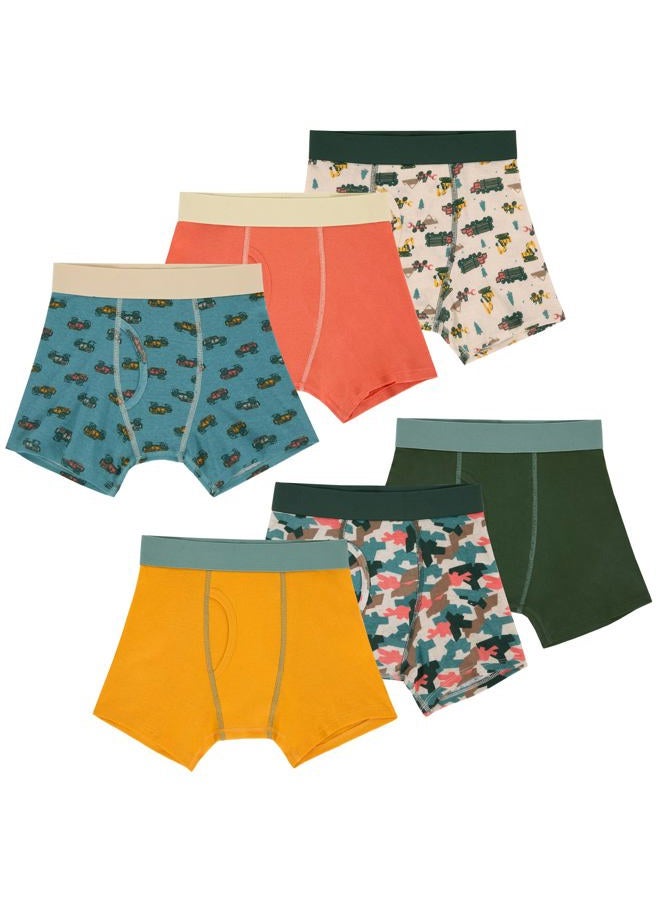 Sainteve Kids Little Boys Cotton Underwear, Soft Breathable Multi Pack Boxer Briefs, Sage Green Outdoors, M - Image 1