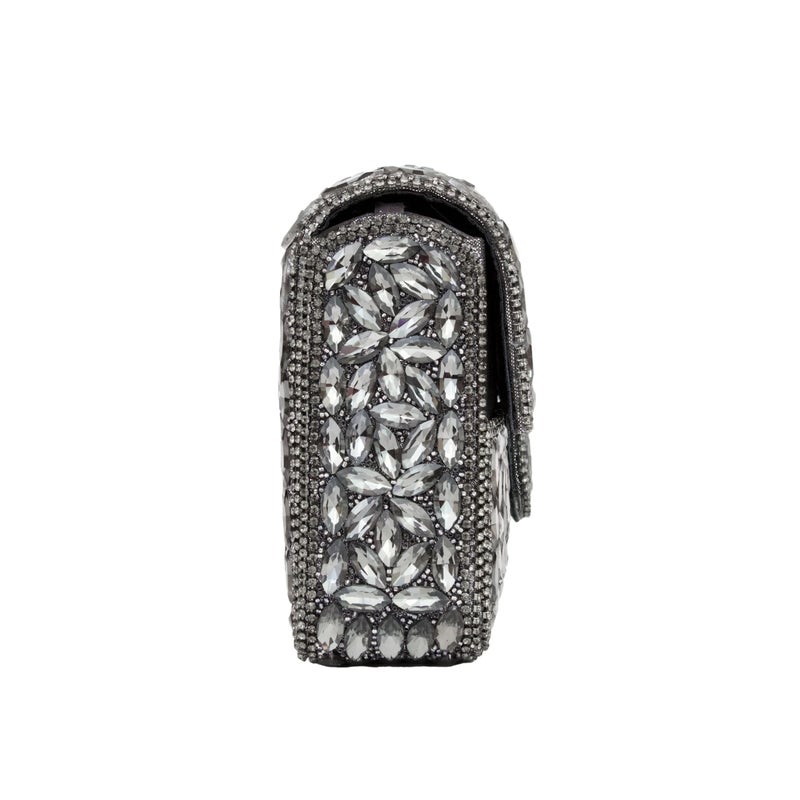 Dollar's Crystal Evening Clutch Bag for Women, Satin Rhinestone Purse with Detachable Chain Strap, Bridal Wedding Party Handbag, Sparkling Formal Bag - Image 3
