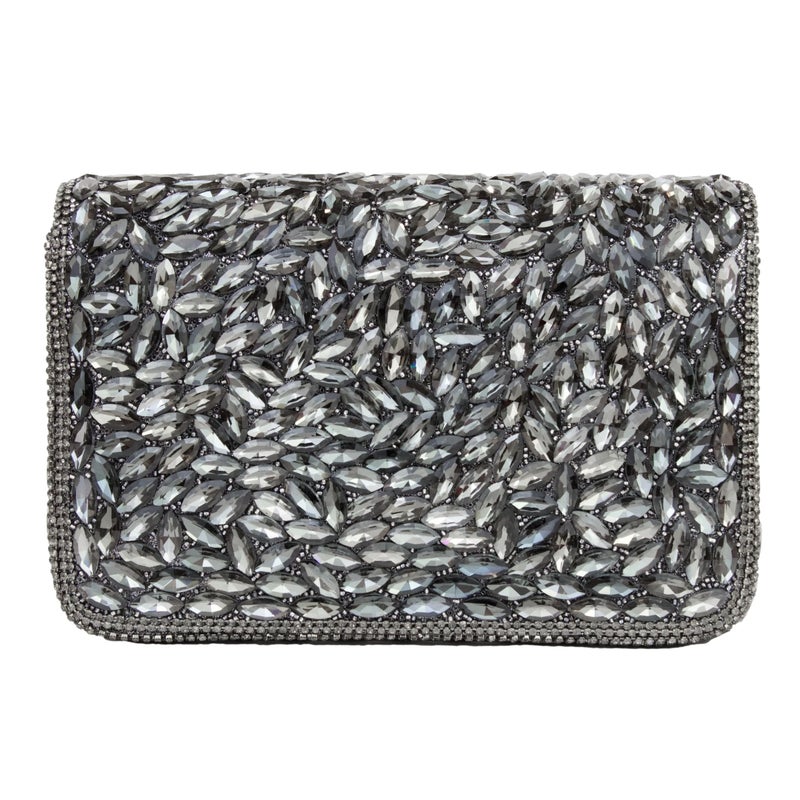 Dollar's Crystal Evening Clutch Bag for Women, Satin Rhinestone Purse with Detachable Chain Strap, Bridal Wedding Party Handbag, Sparkling Formal Bag - Image 4