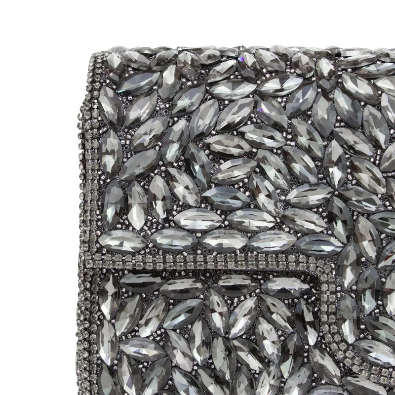 Dollar's Crystal Evening Clutch Bag for Women, Satin Rhinestone Purse with Detachable Chain Strap, Bridal Wedding Party Handbag, Sparkling Formal Bag - Image 2