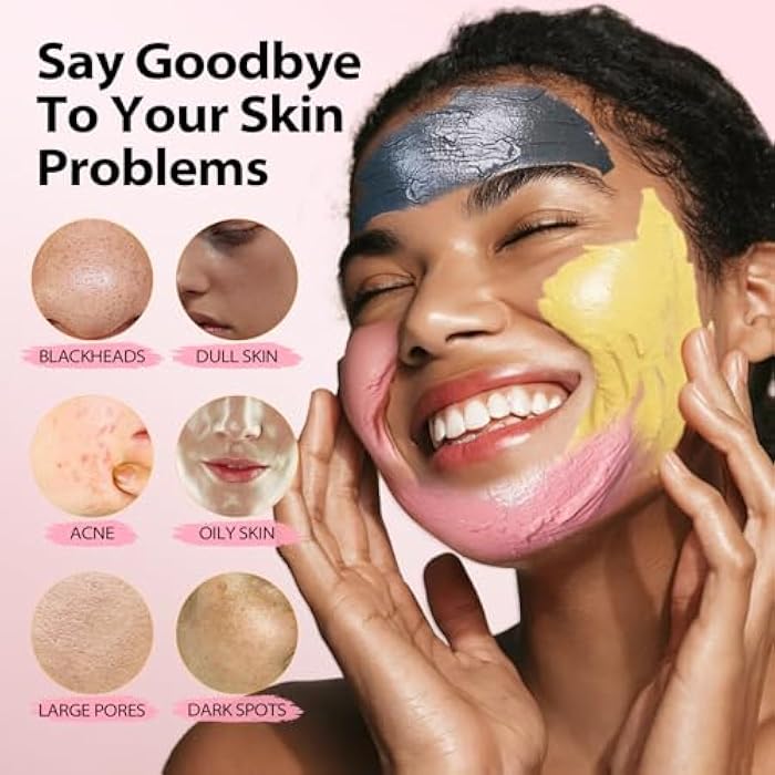 YLNALO Stocking Stuffers for Women 3 Pcs Clay Facial Mask Set - Turmeric Vitamin C, Dead Sea and Himalayan Clay Skin Care Mask for Deep Cleansing, Moisturizing, and Refining Pores, Spa Facial Mask Set - Image 5