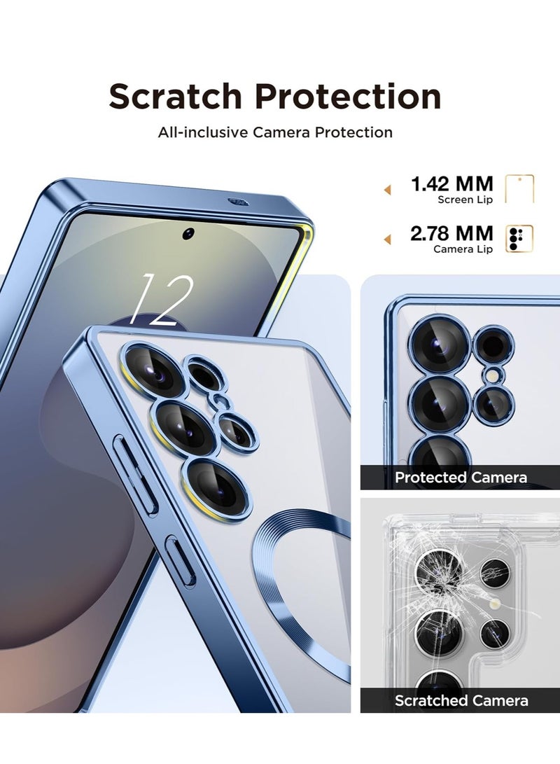 YJS Samsung Galaxy S25 Ultra Case Cover Magnetic with Magsafe Support Wireless Charging Cover with Screen Protector Full HD Clear Glass for Galaxy S25 Ultra 6.9 Inch - Image 4