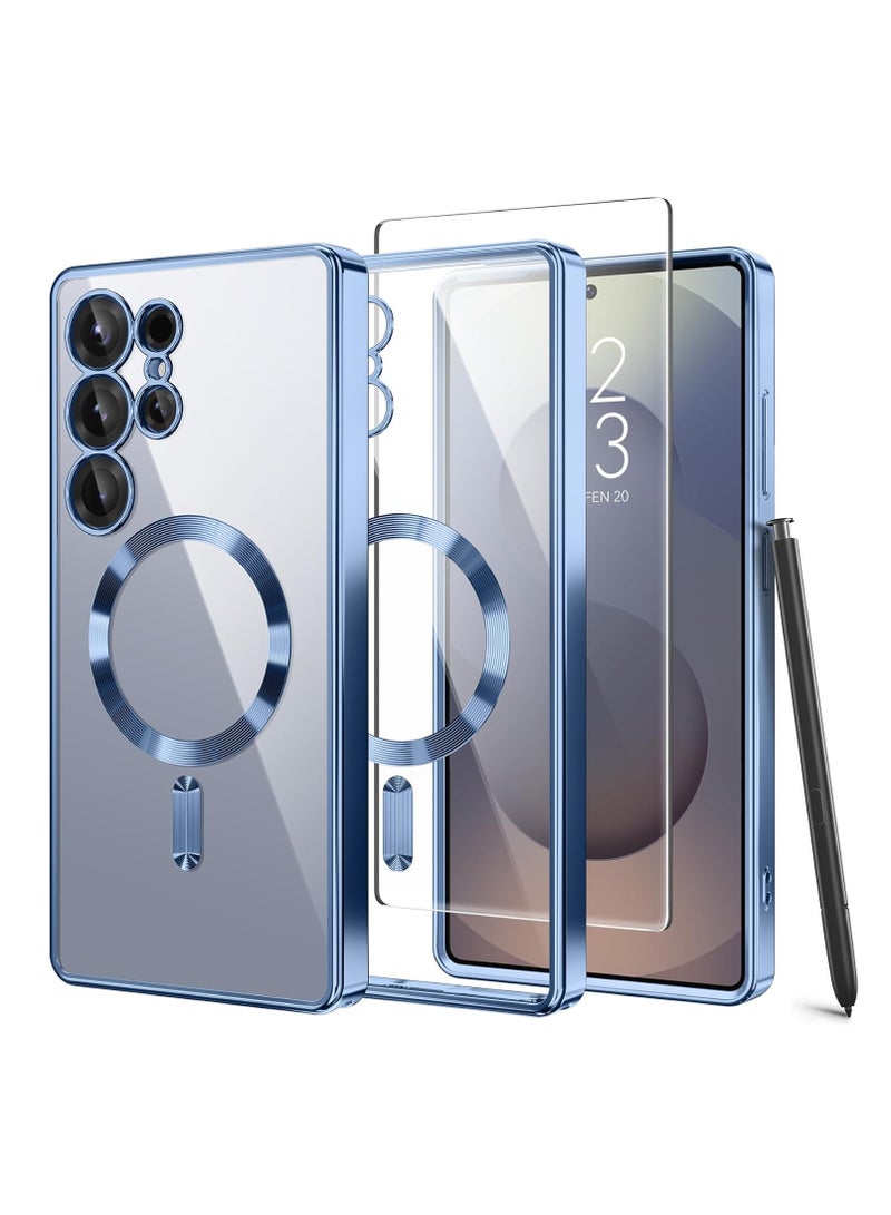 YJS Samsung Galaxy S25 Ultra Case Cover Magnetic with Magsafe Support Wireless Charging Cover with Screen Protector Full HD Clear Glass for Galaxy S25 Ultra 6.9 Inch - Image 1