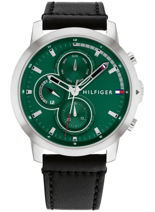 TOMMY HILFIGER Men's Green Dial Analog Quartz Watch 46 mm -  1792151 