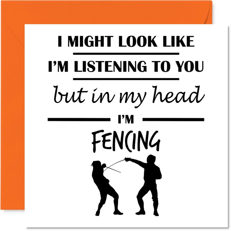 Stuff4 بطاقة عيد ميلاد Stuff4 Fencing للرجال والنساء - في رأسي - بطاقة عيد ميلاد سعيد لعم مربية زميل الجدة 5.7 بوصة بطاقات تهنئة Bday - Image 1