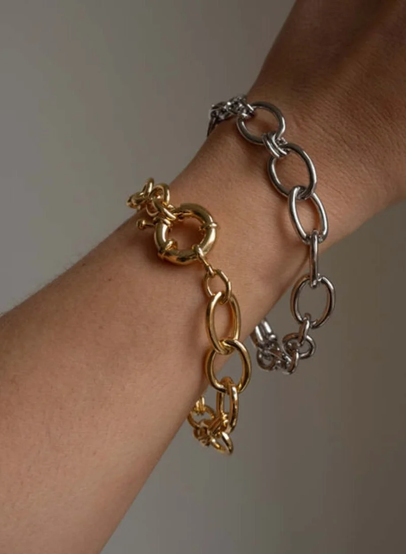 LUV AJ Cleo Link Chain Bracelet-Silver