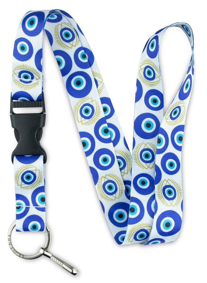 Limeloot Themed Lanyards for Keys, ID Badges, and Accessories - Includes Quick Release Buckle and Flat Ring, Evil Eye - Image 1