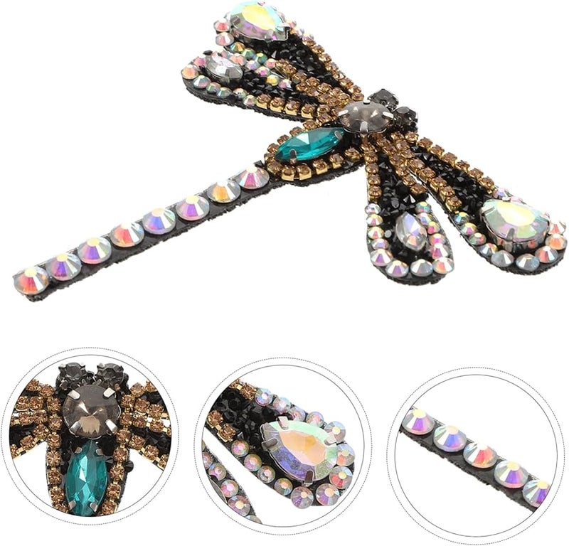 رقعة حديدية للزهرة المرصعة بحجر الراين الأسود للأحذية DIY فستان الزفاف الرسمي - Image 3