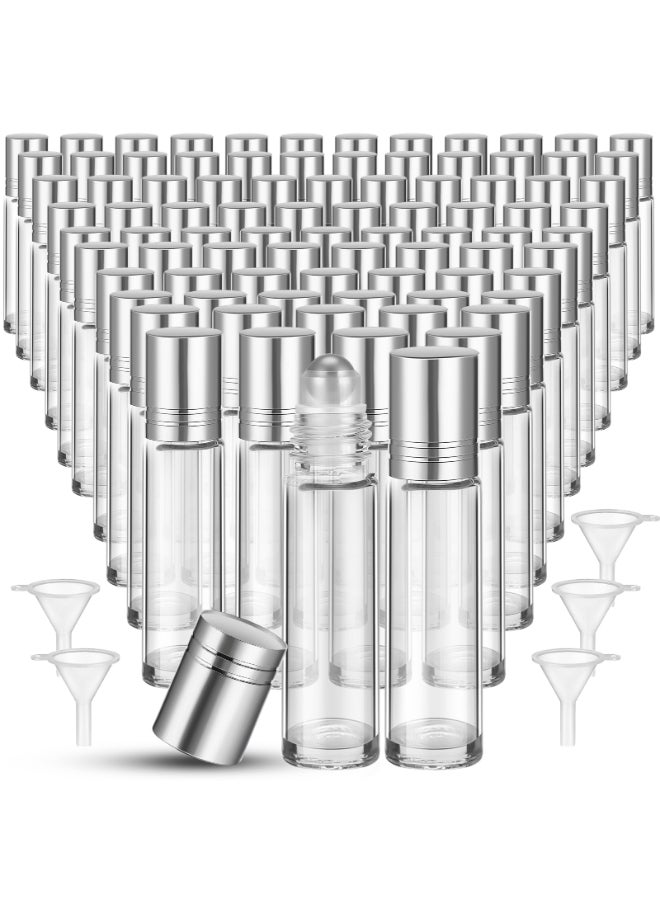 Sumind 150 Pcs Essential Oil Roller Bottles 10 ml Glass Empty Roll on Bottles with Stainless Steel Balls Leak Proof with 5 Funnel for Travel Essential OilSilver - Image 2